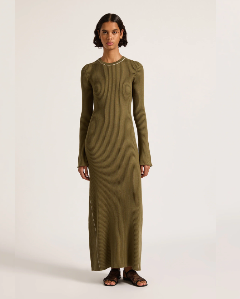 Gaia Knit Maxi Dress Olive