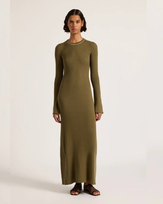 Gaia Knit Maxi Dress Olive