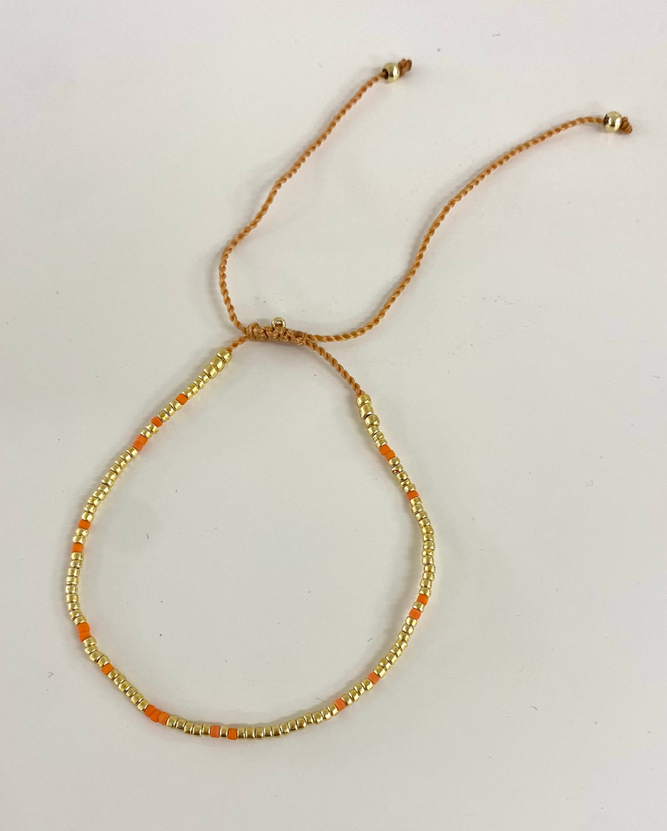 Gold Orange Beaded Bracelet