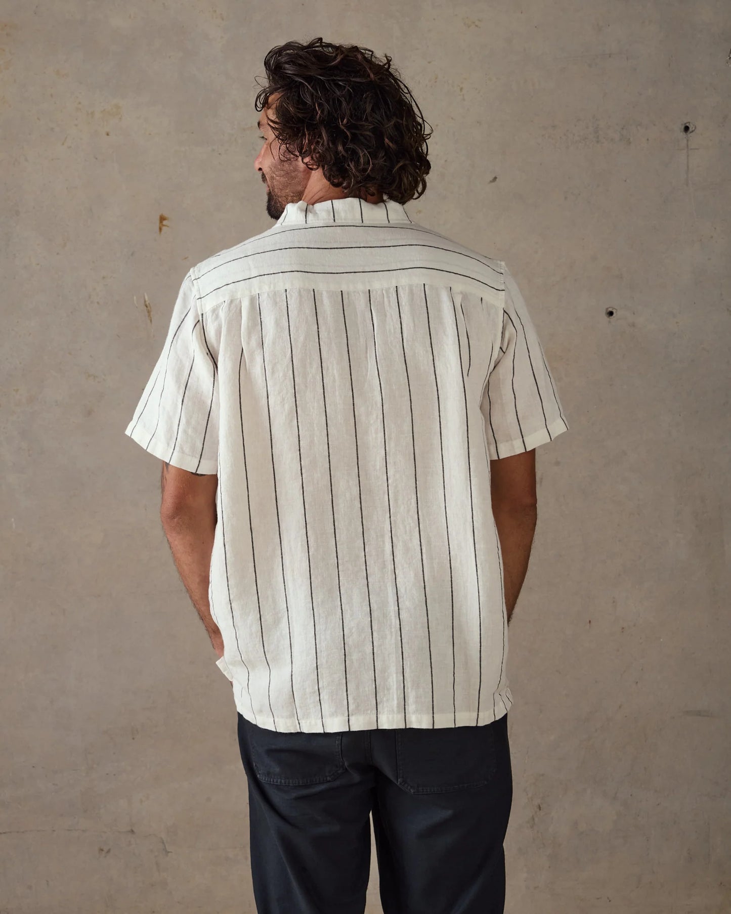 Linen Stripe Shirt White
