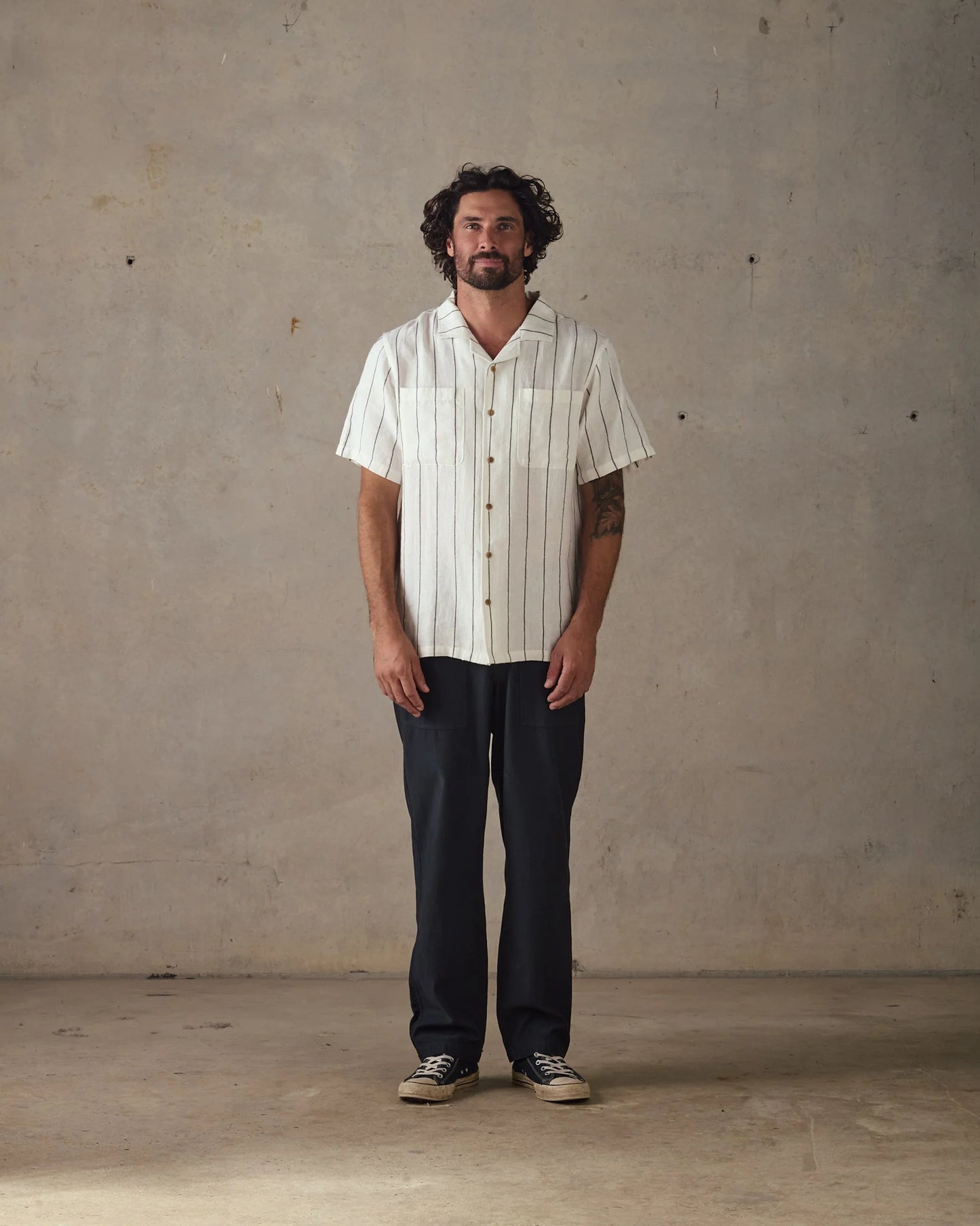 Linen Stripe Shirt White