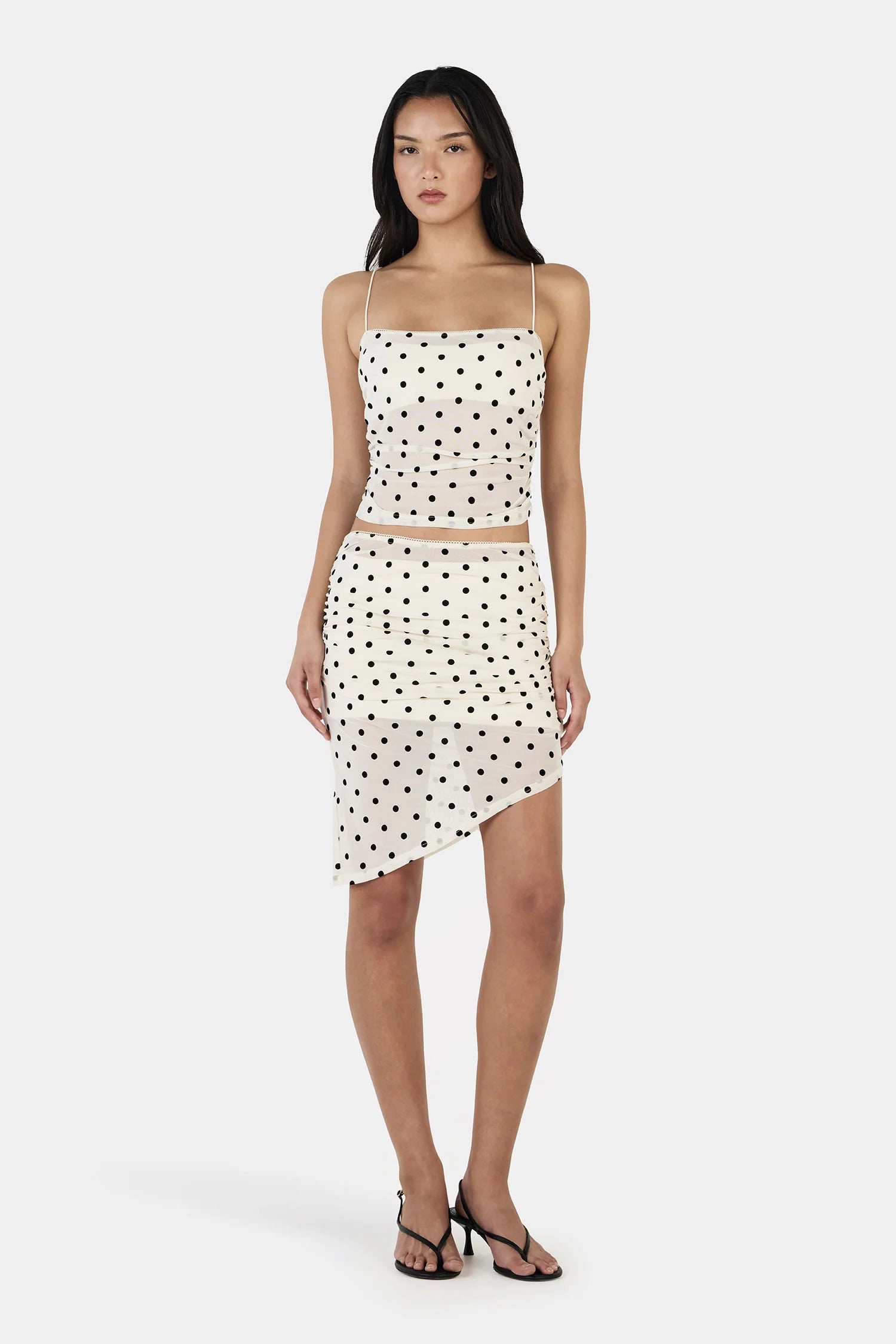 Talia Midi Skirt Cream Polka