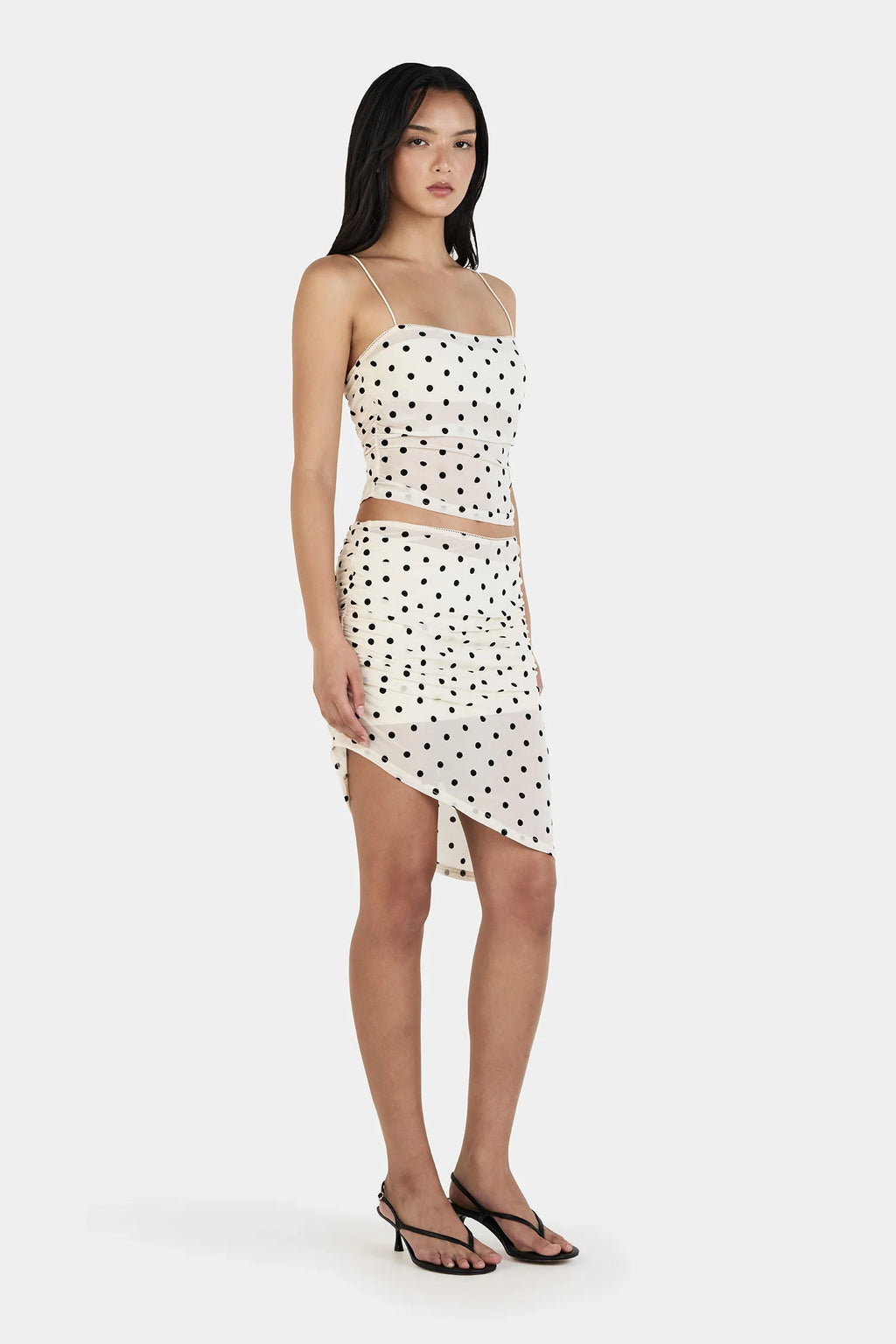 Talia Midi Skirt Cream Polka