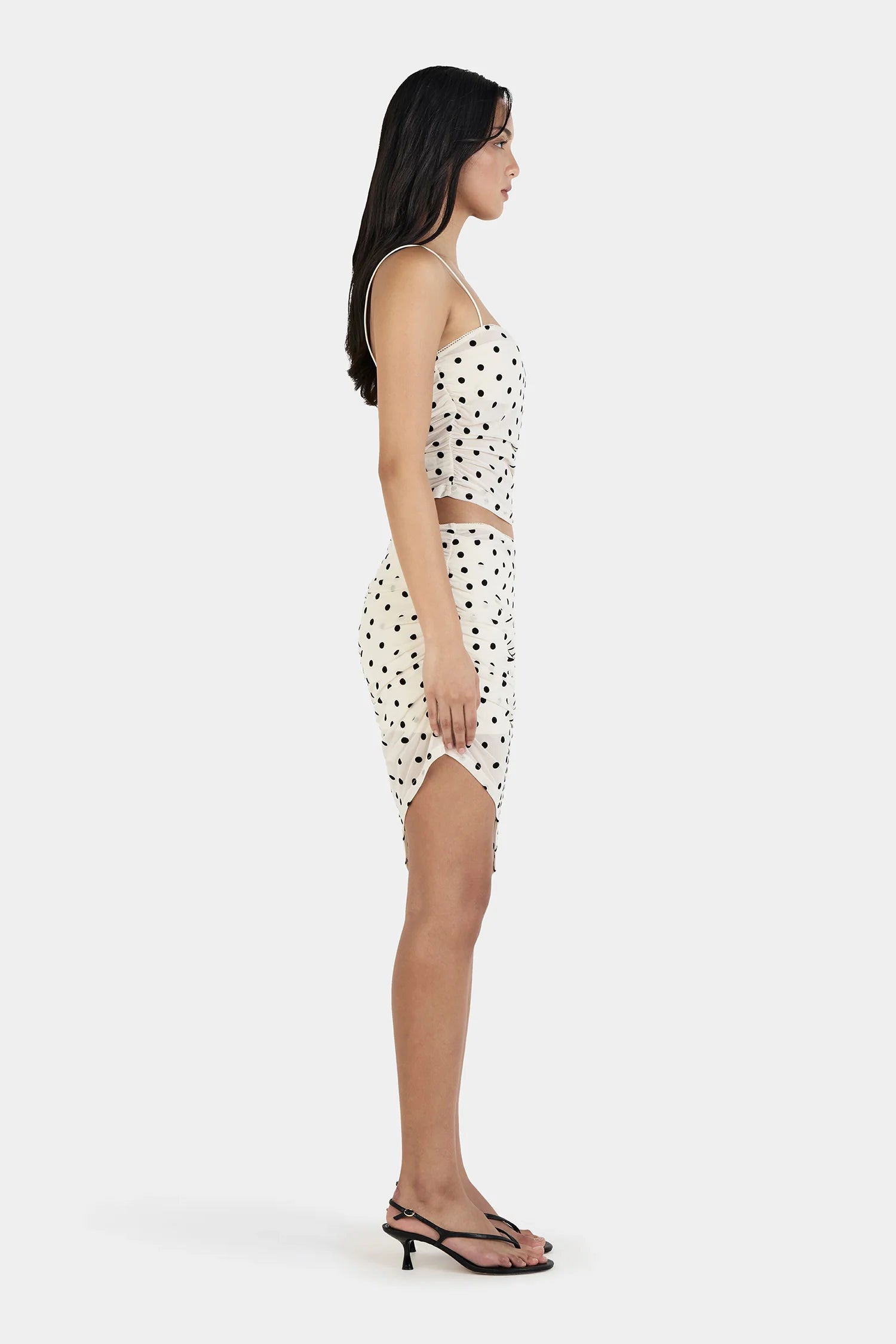 Talia Midi Skirt Cream Polka