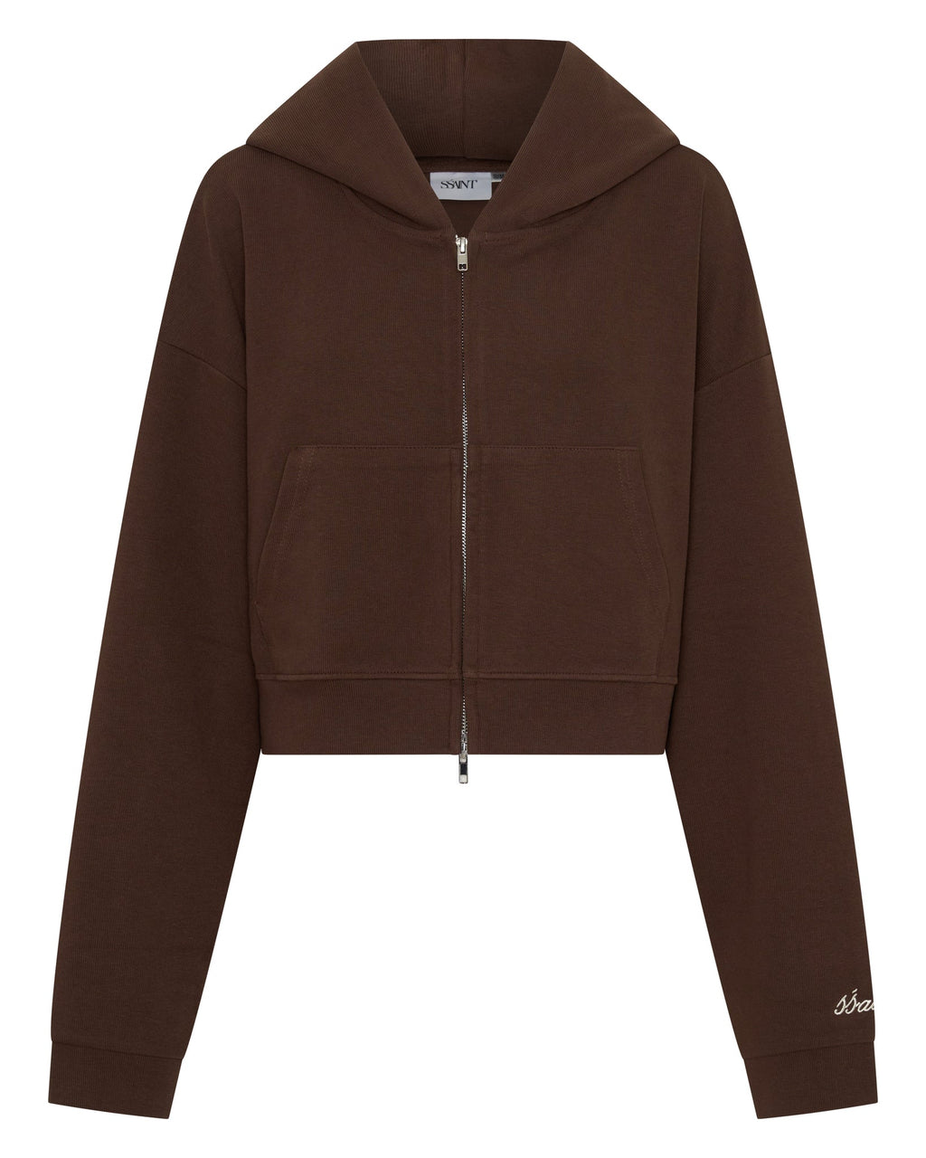 SŚAINT CROPPED HOODIE - BROWN