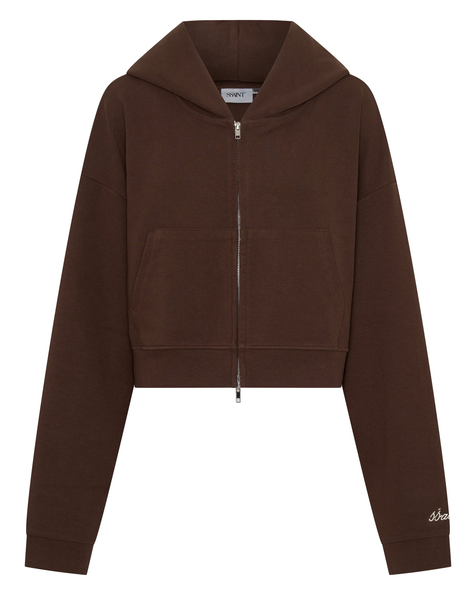 SŚAINT CROPPED HOODIE - BROWN