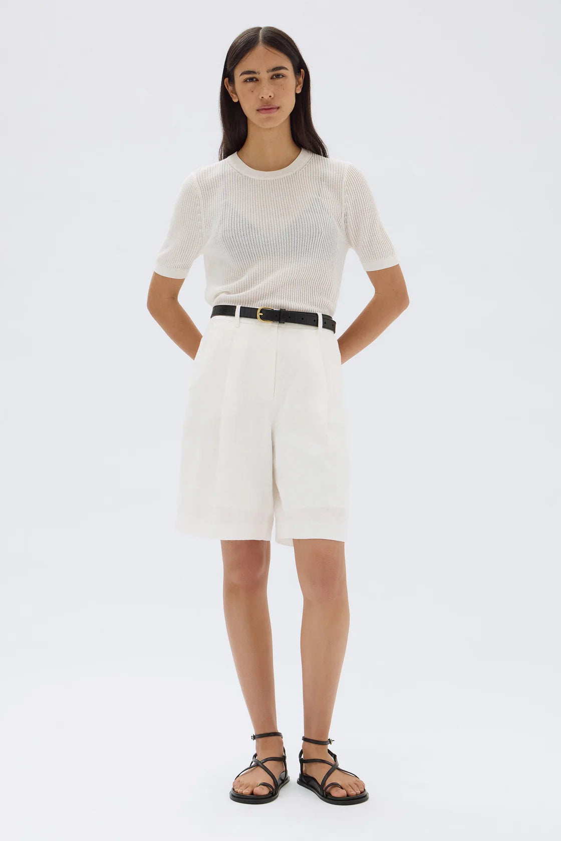 Belle Knit SS Tee Cream
