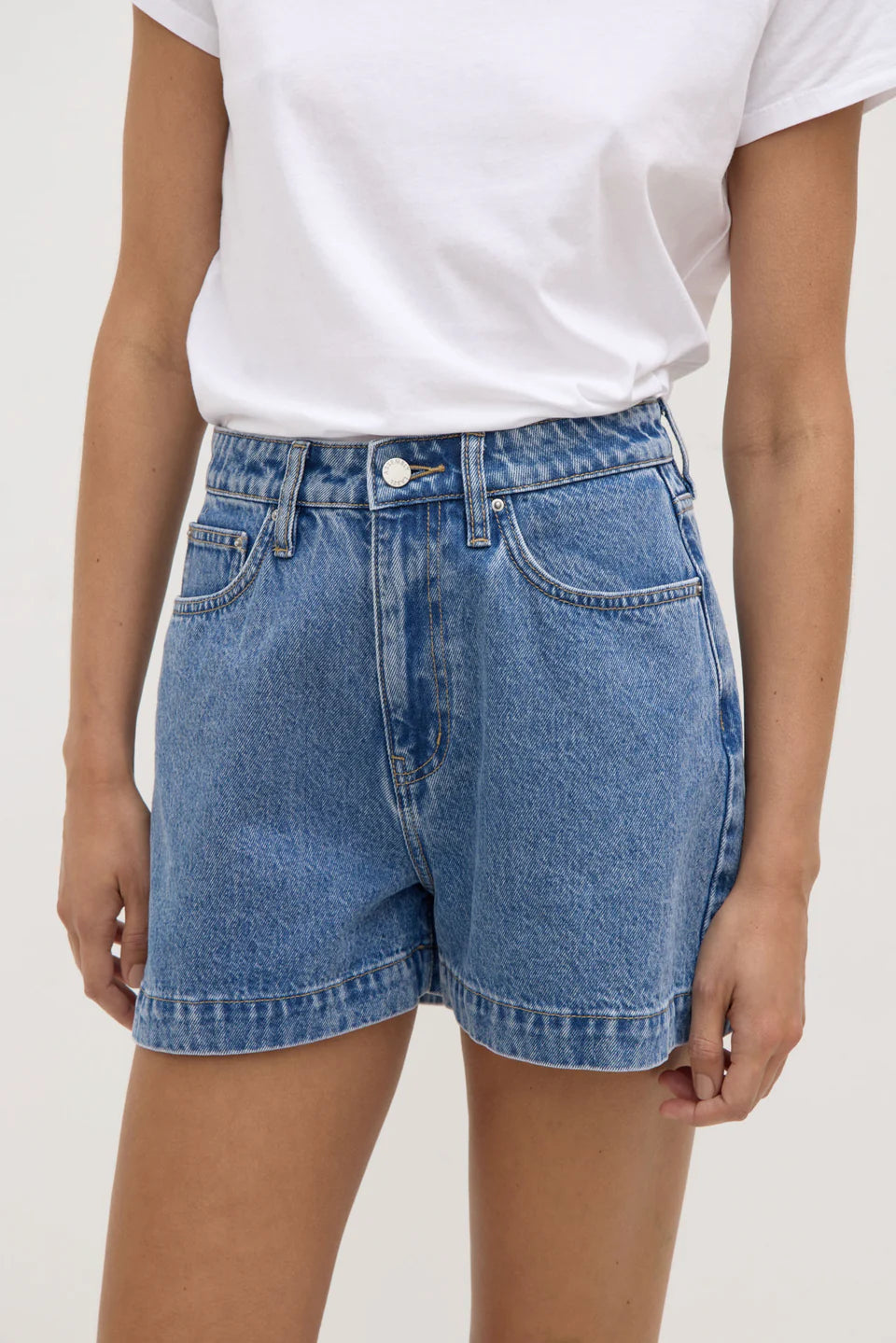 Boxy Denim Short Dark Stone
