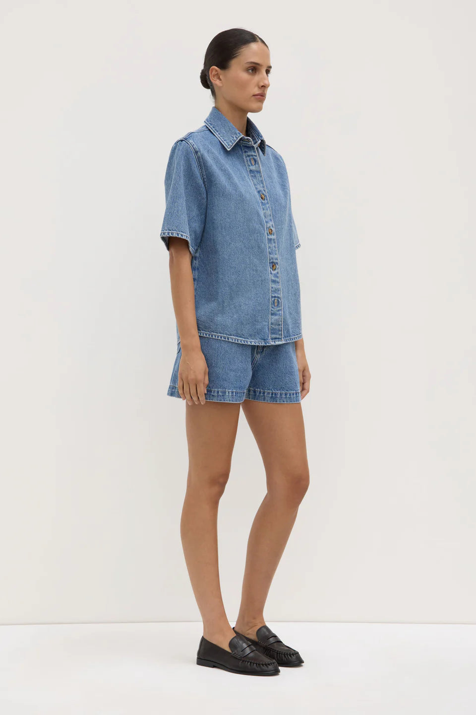 Boxy Denim SS Shirt Dark Stone