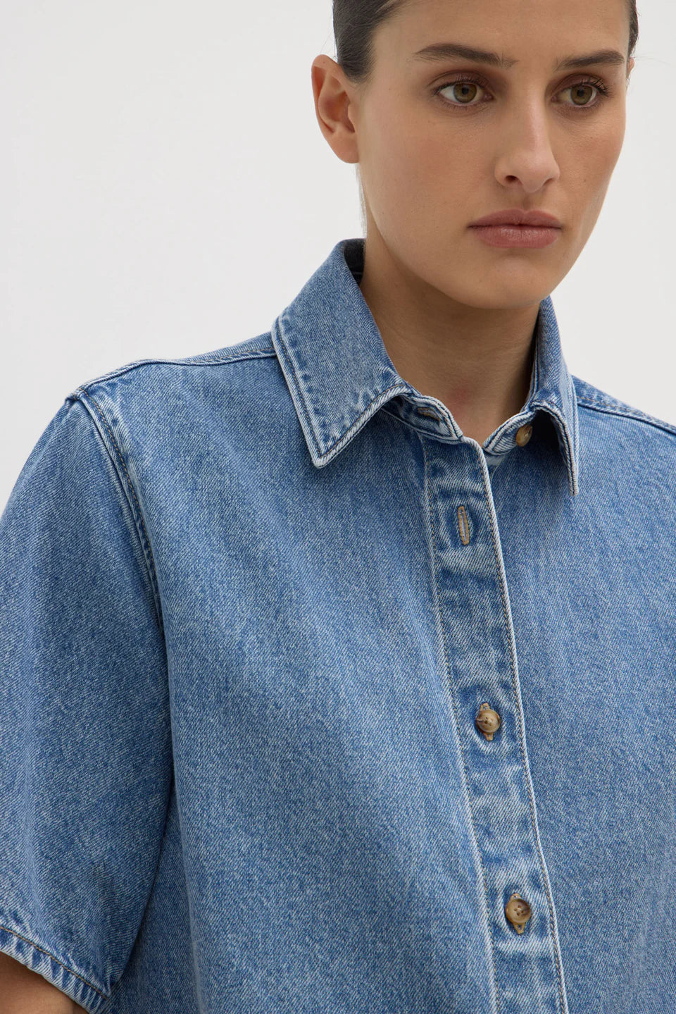 Boxy Denim SS Shirt Dark Stone