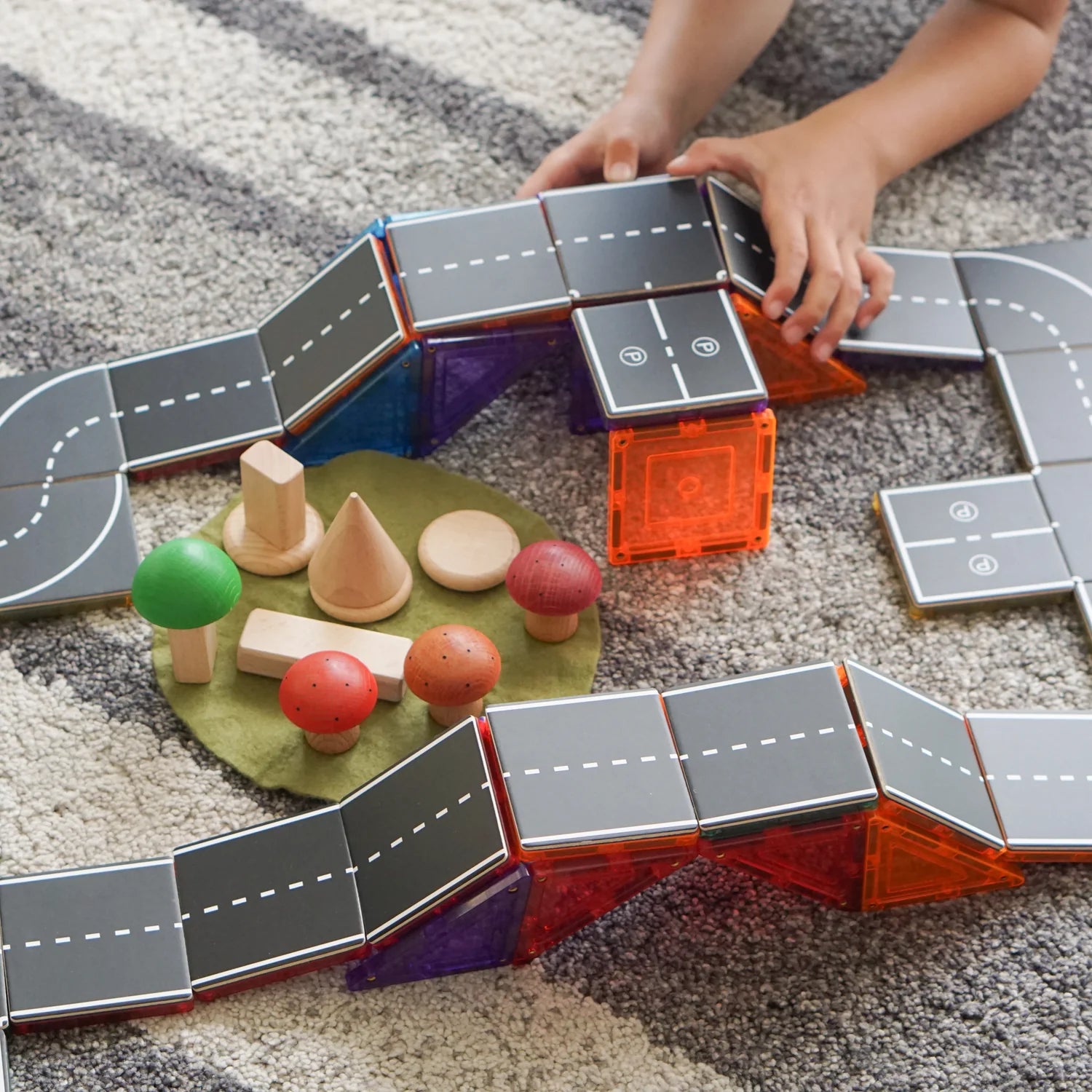 Magnetic Tile Topper Roads