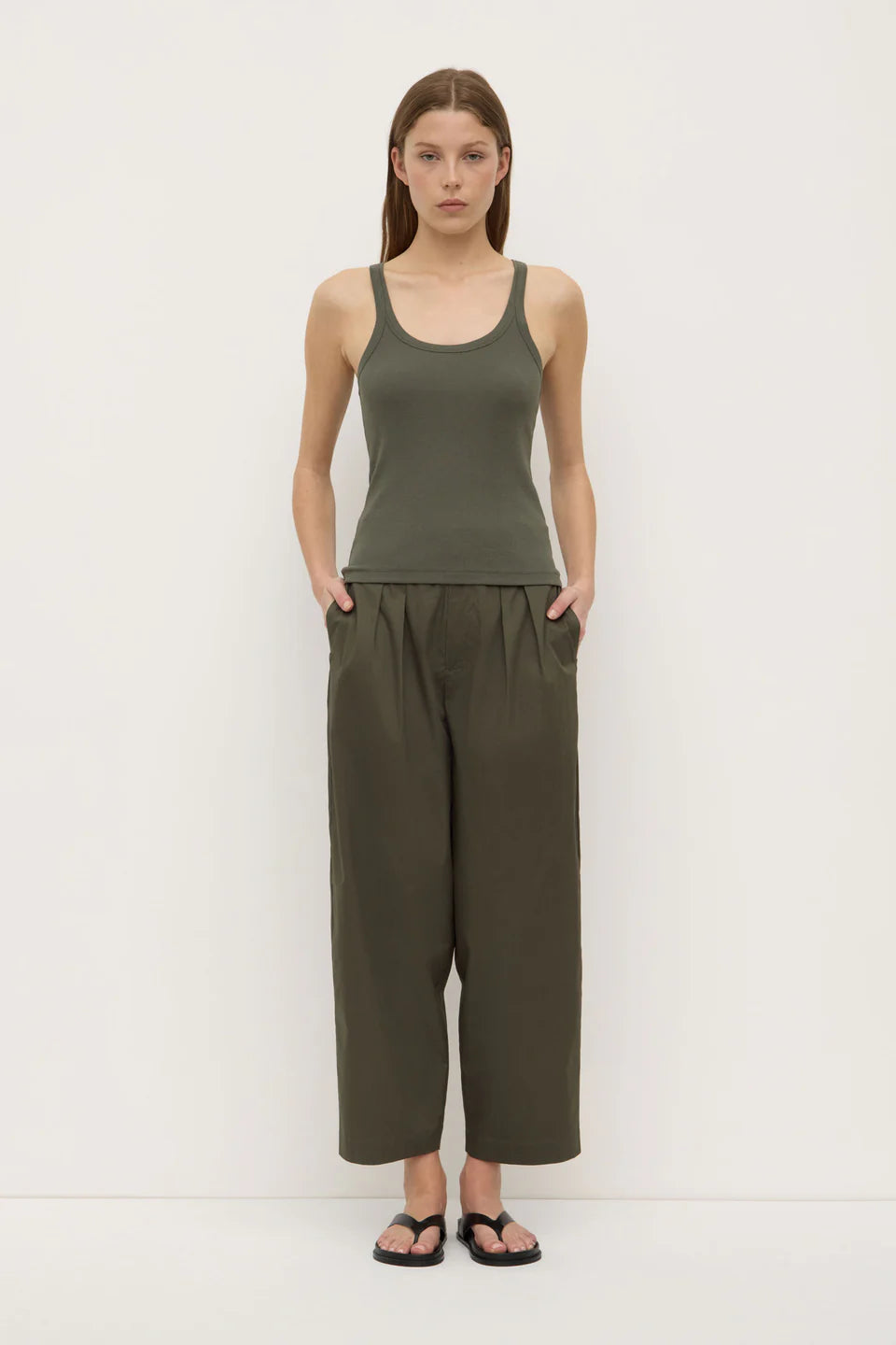 Charlie Rib Tank Moss
