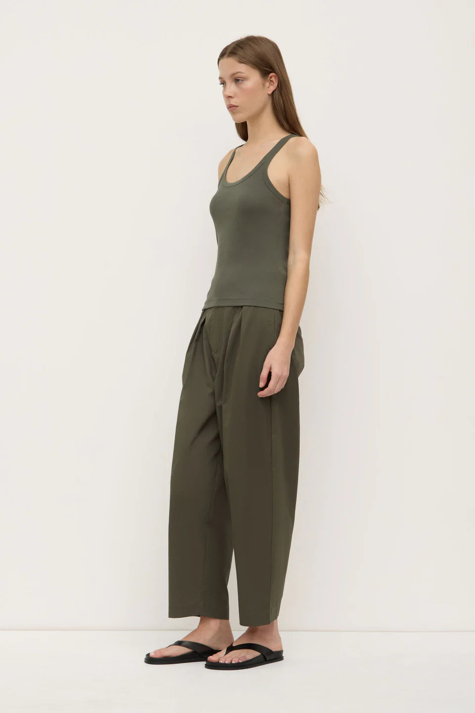 Charlie Rib Tank Moss