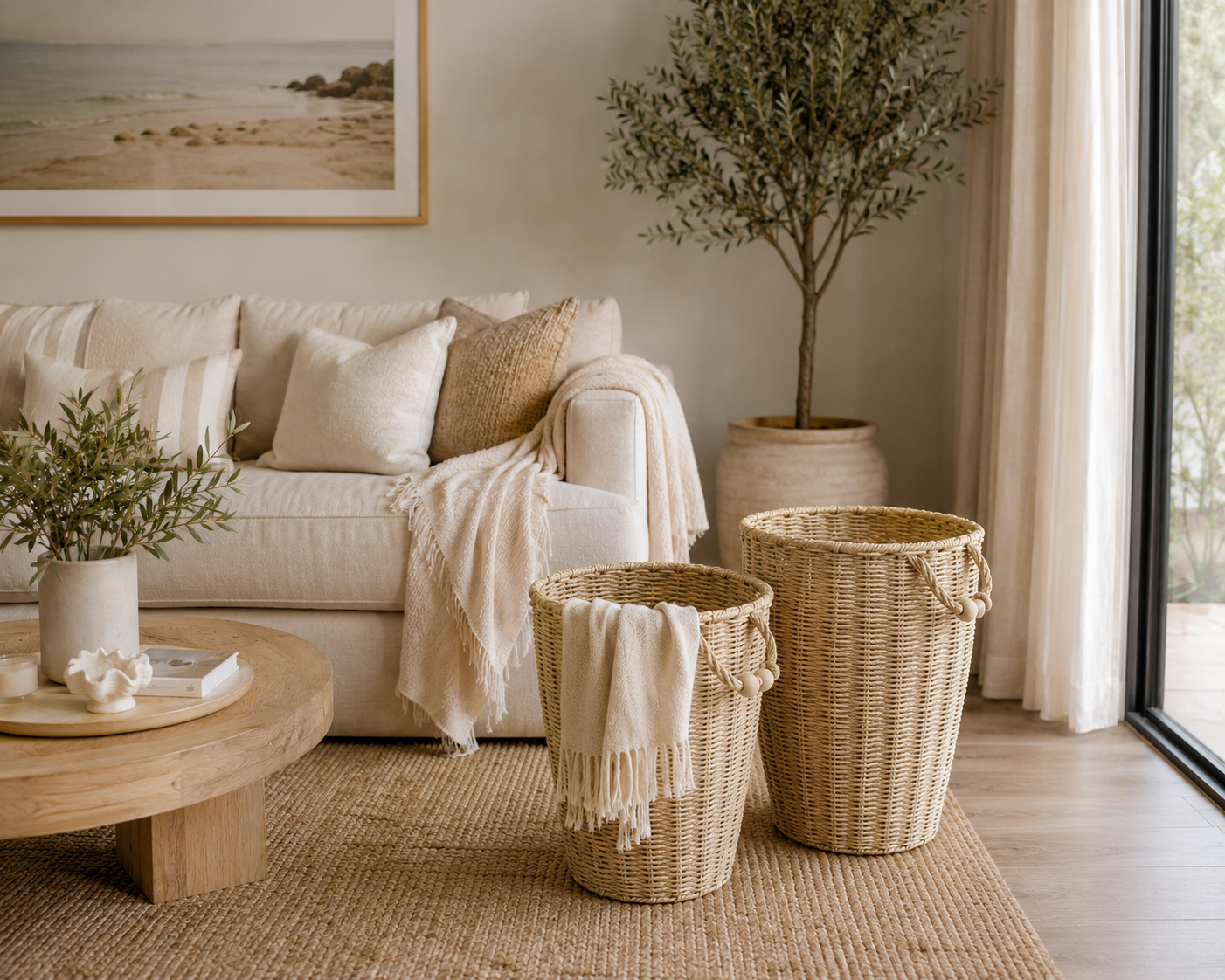 Clifton S/2 Paper Baskets Natural