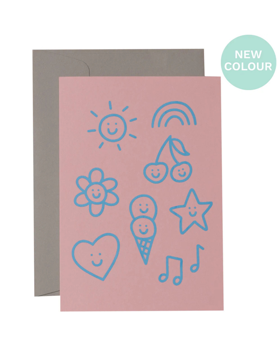 Smiley Things Card Pink