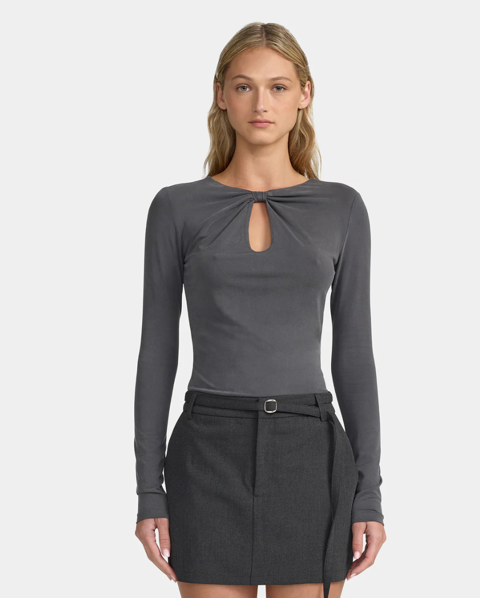 Isobel Jersey Top Charcoal