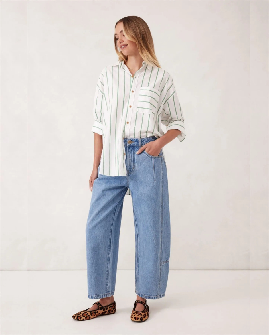 Darted Barrel Jean Vintage Blue