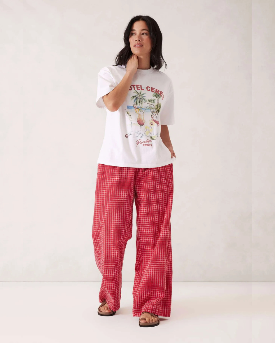 Lounge Pant Red White Check