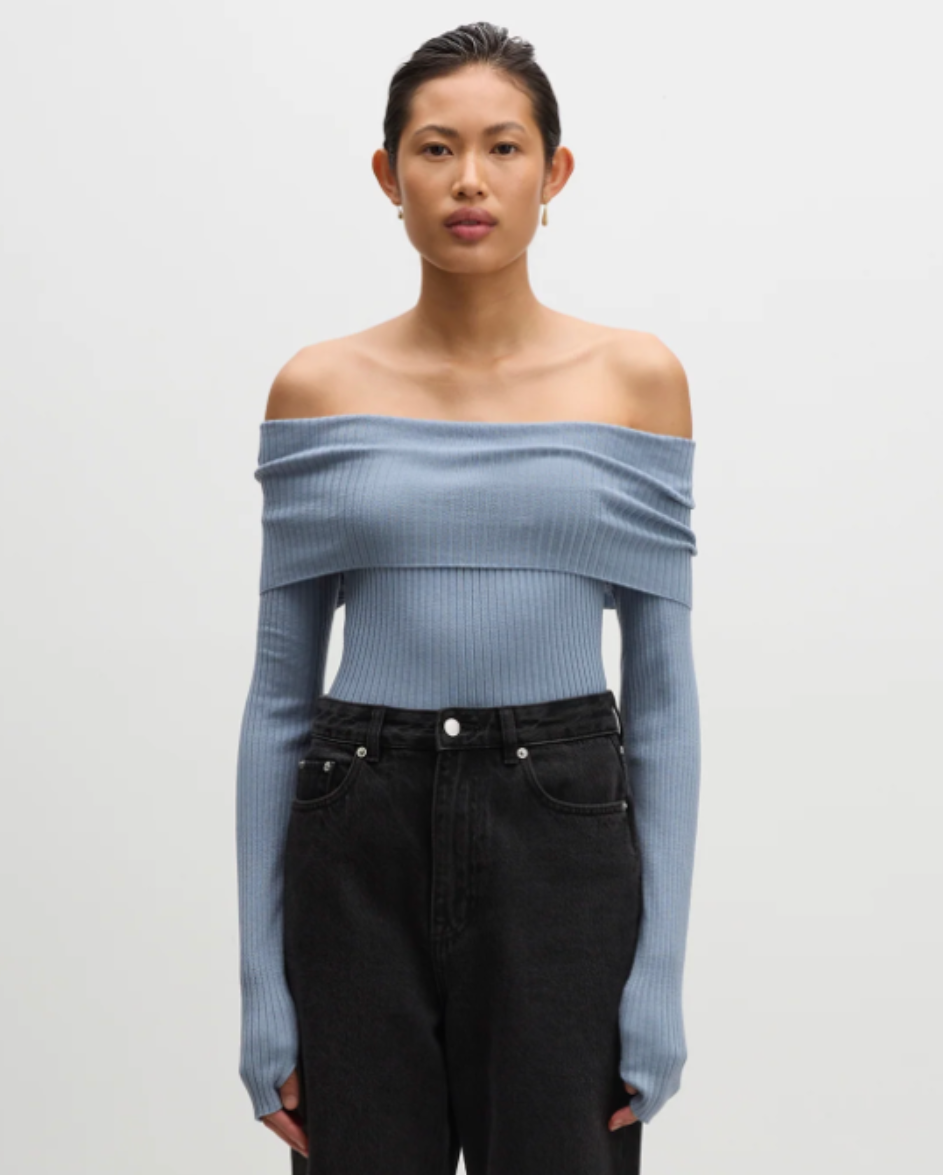 Krishna Off Shoulder Knit Sky