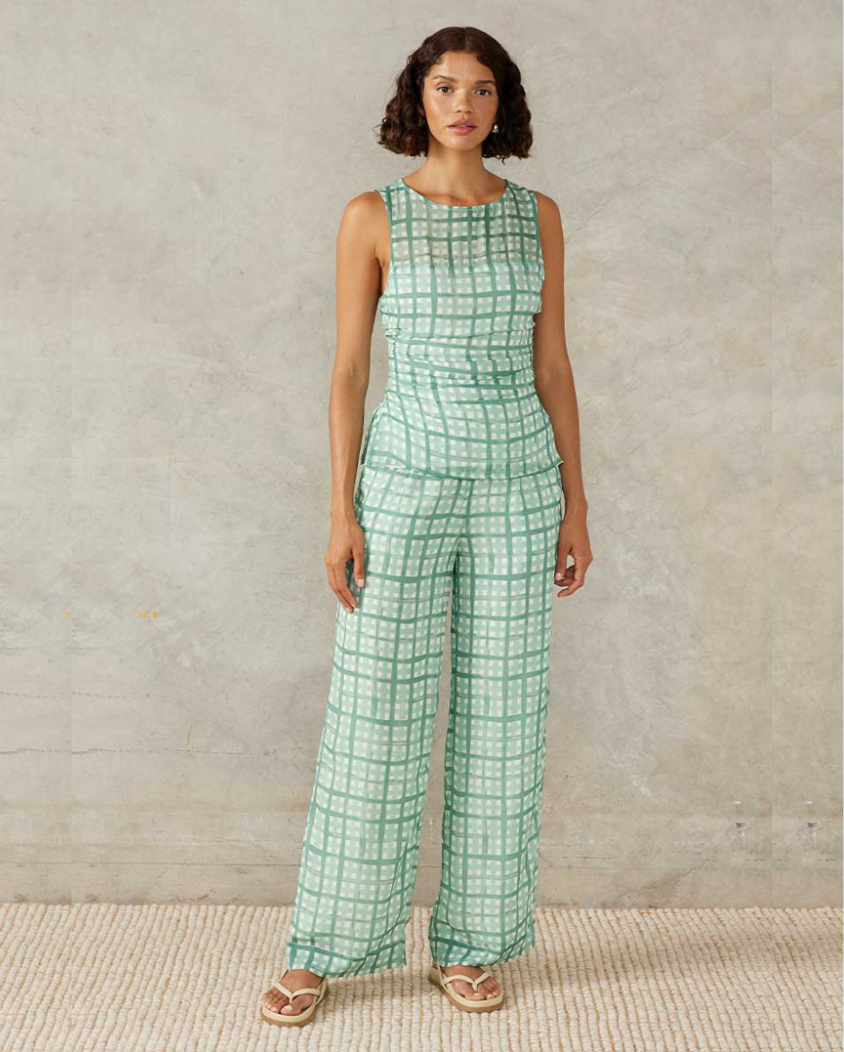Seaside Pant Green Check