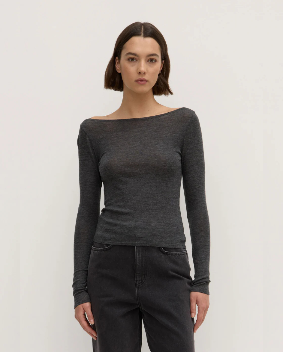 Shannon Wool LS Top Charcoal