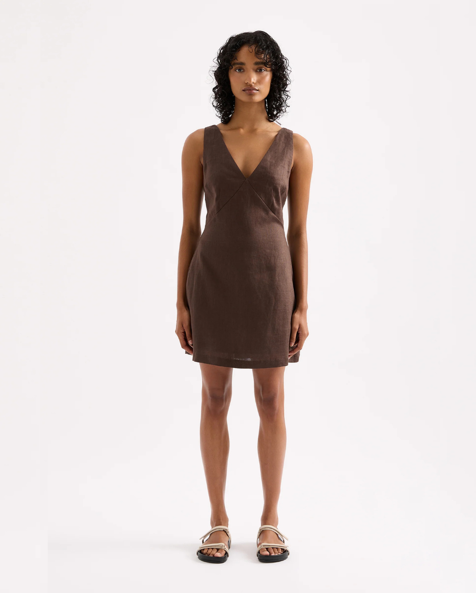 Blair Linen Mini Dress Clove