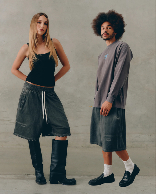 Distressed Lounge Shorts Grey