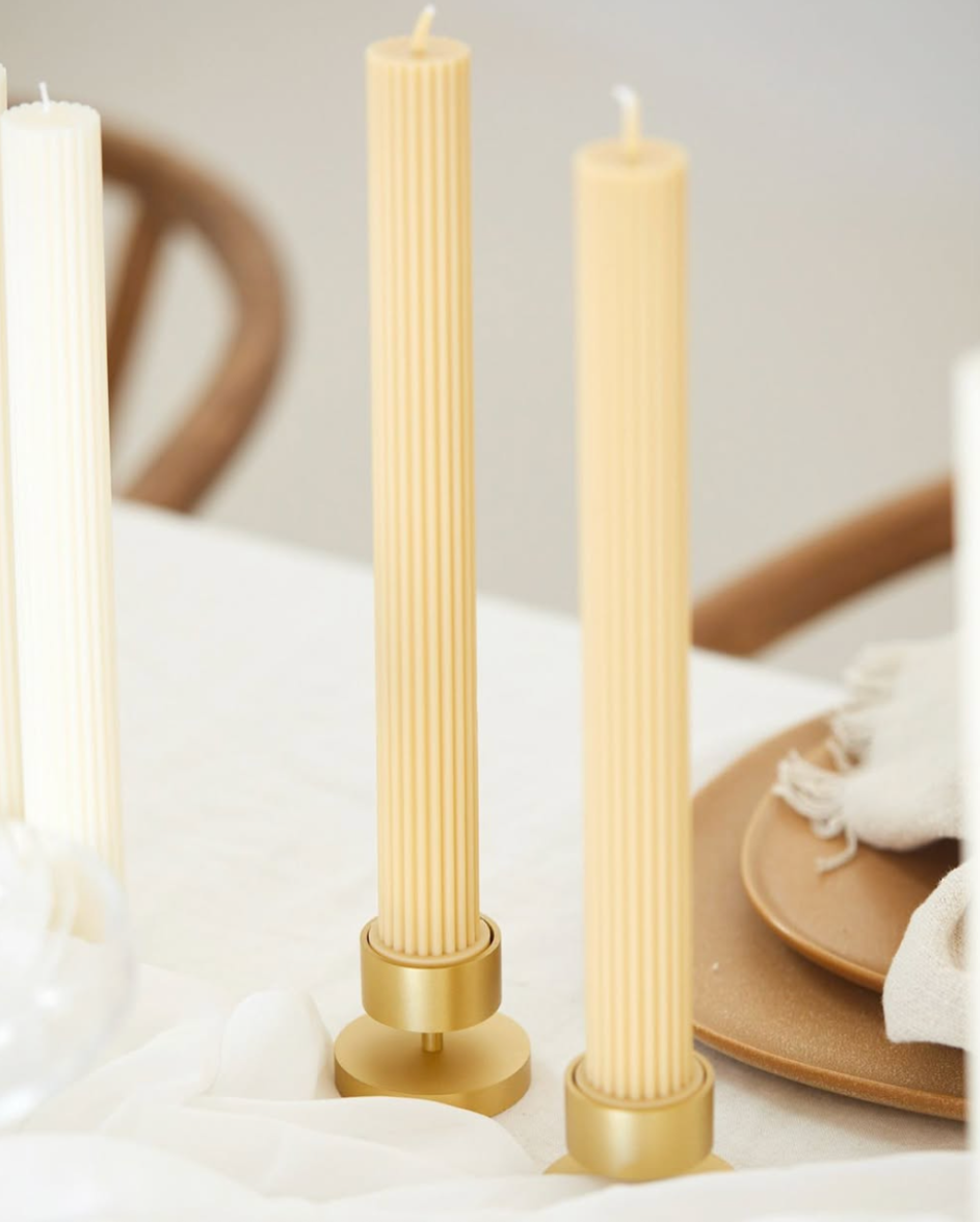 PIXI Pair - Tall Pillar Candles Nude