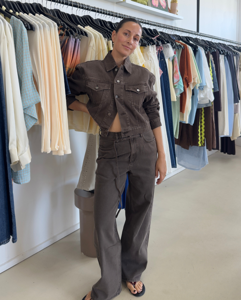 Cropped Denim Jacket Ganache