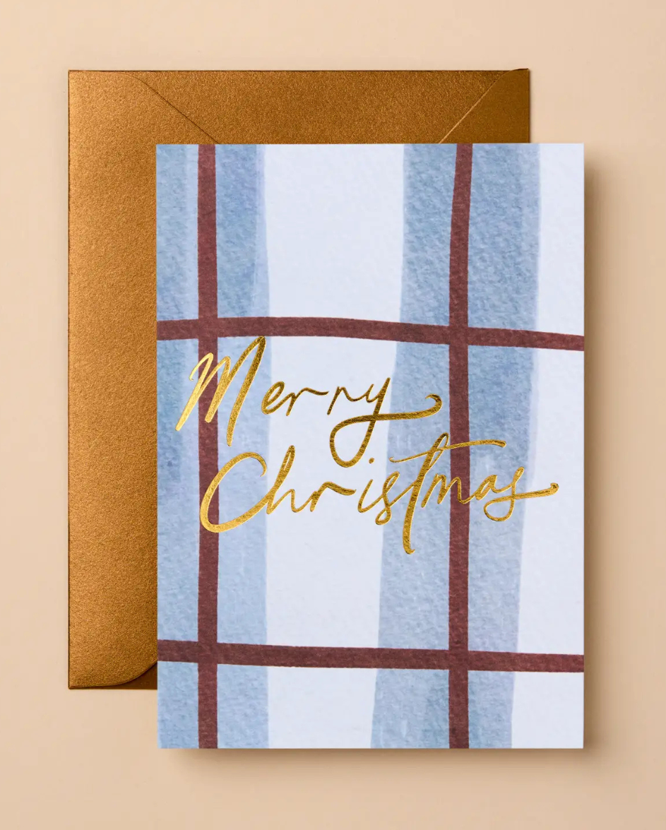 Merry Christmas Blue Check