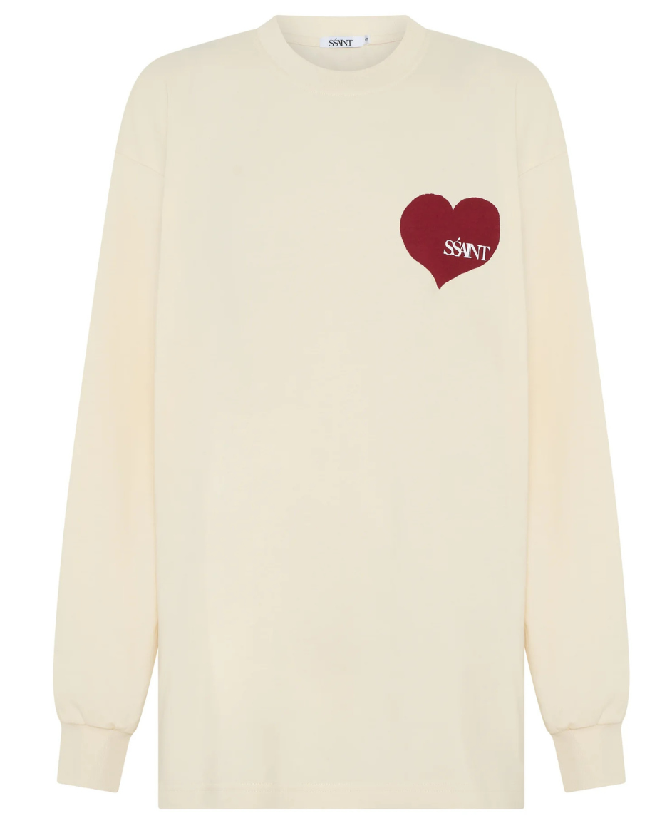 Cherry Heart LS Tee Cream