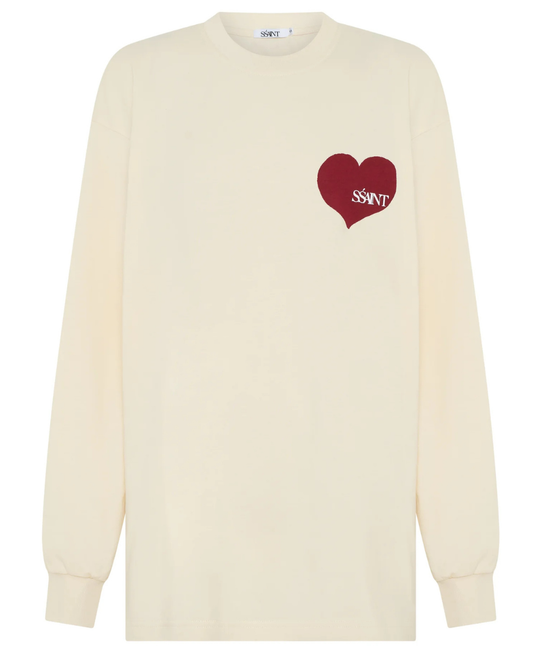 Cherry Heart LS Tee Cream