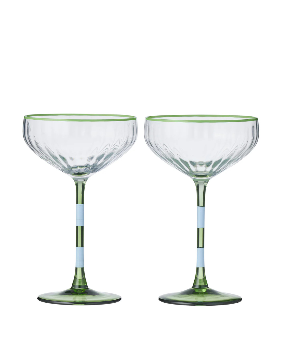 Lena S/2 Glass Rib Coupe Green