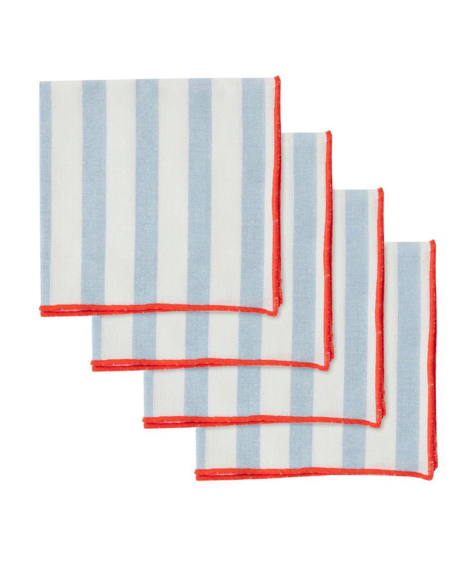 Luna S/4 Cotton Napkins Sky/Red