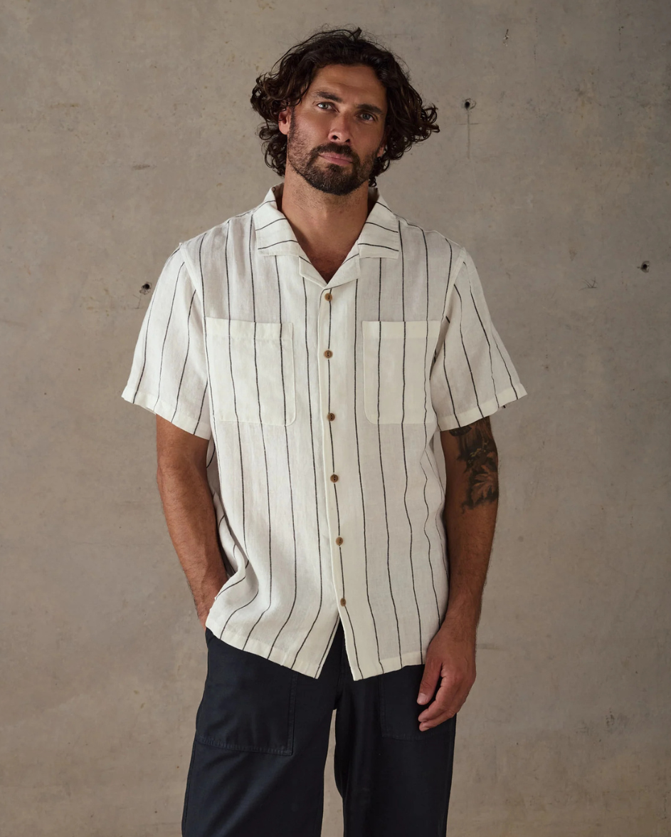 Linen Stripe Shirt White