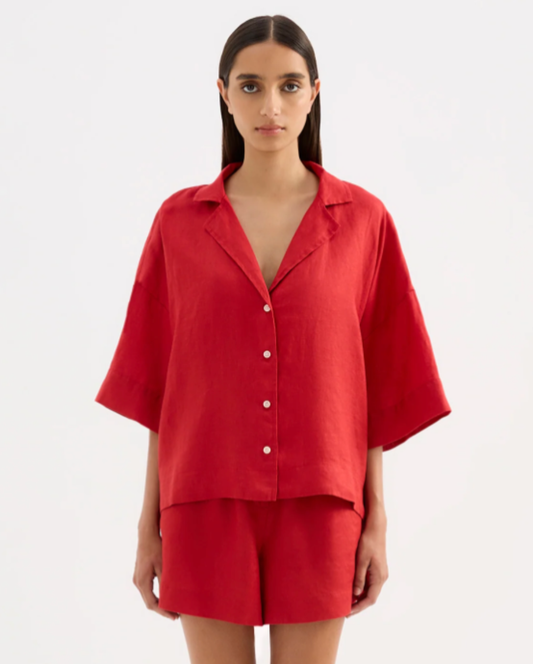 Lounge Linen Shirt Vermillion