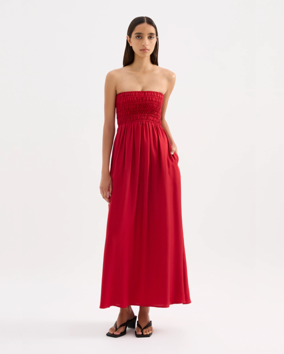 Zuri Tencel Maxi Dress Crimson