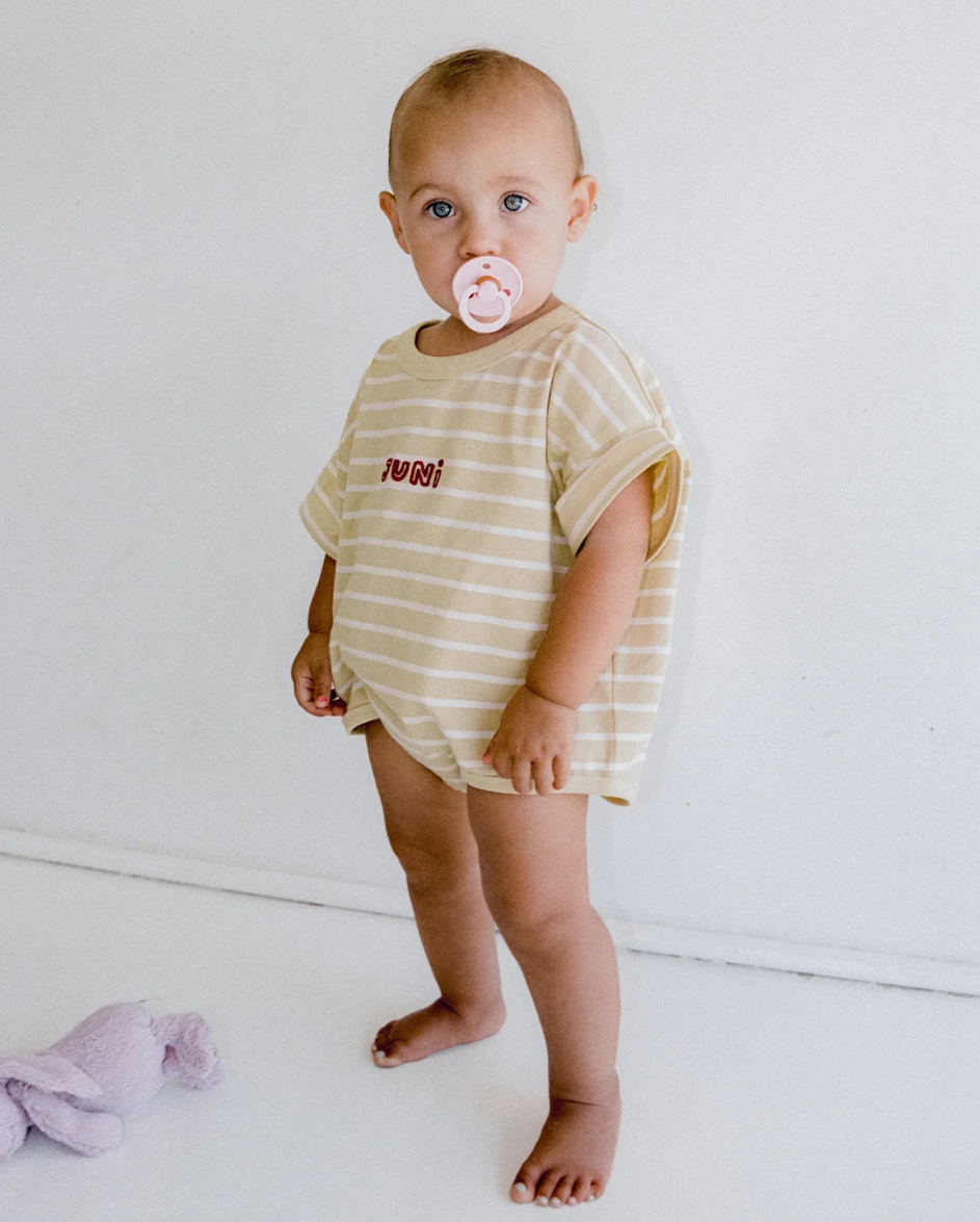 Riley T-Shirt Romper Butter Stripe