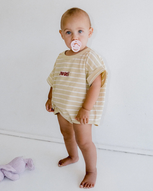 Riley T-Shirt Romper Butter Stripe