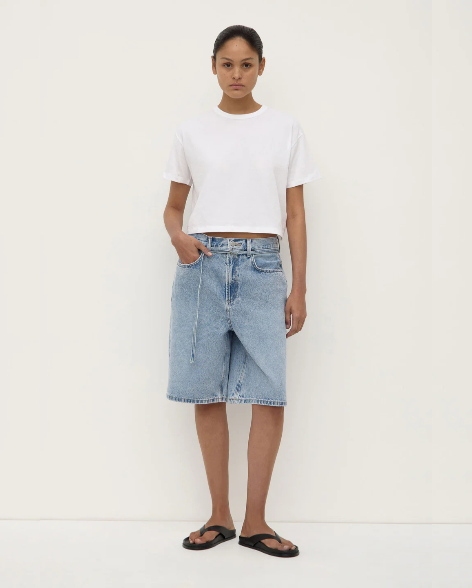 Loose Fit Long Denim Short