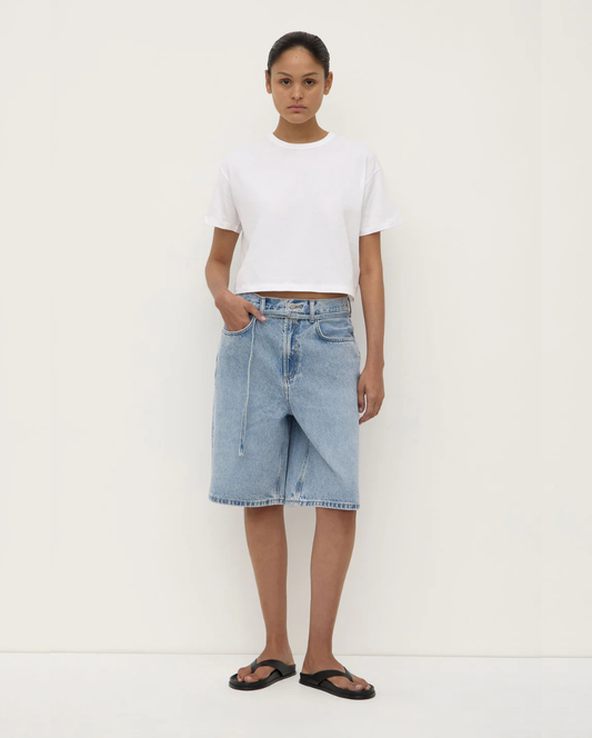 Loose Fit Long Denim Short
