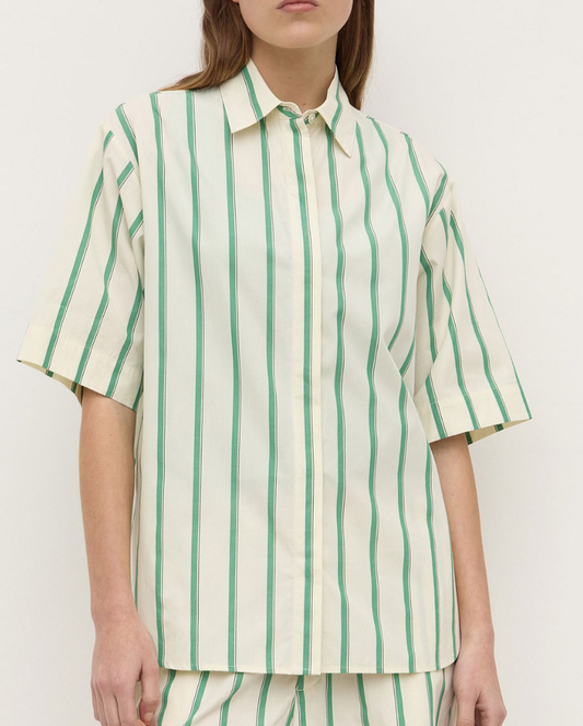 Agnes SS Stripe Shirt Green Butter
