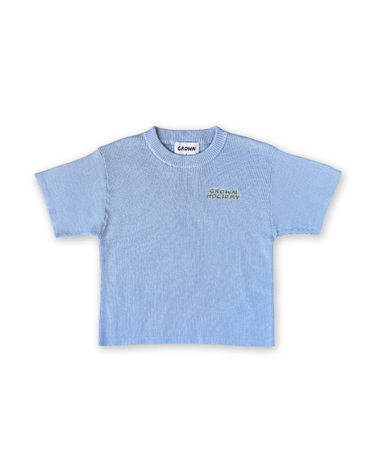 Organic Ribbed Knit Tee Ocean