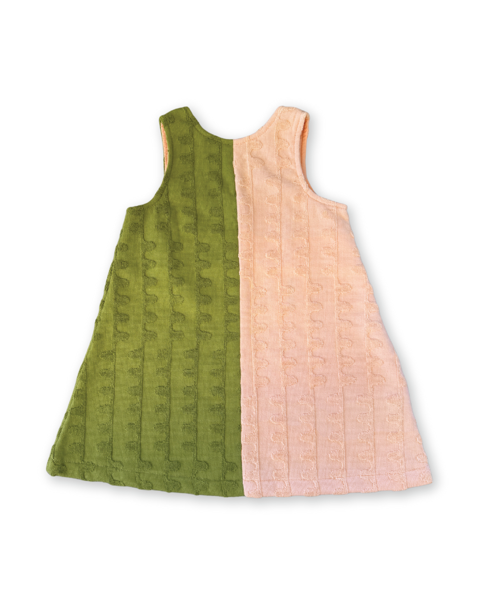 Terry Towelling Dress Leaf/Peachy