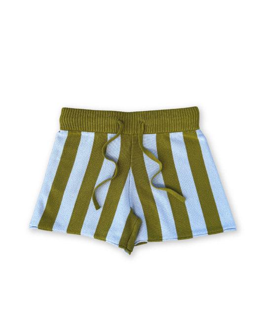 Stripe Knit Shorts Ocean/Leaf