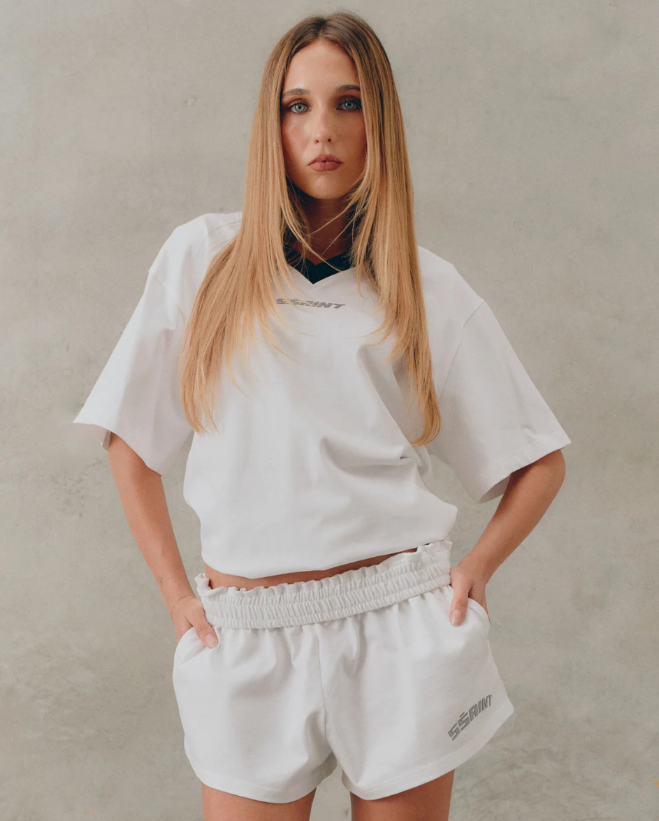 Reflective Tee V Neck White