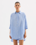 Lounge Stripe Longline Shirt Blue