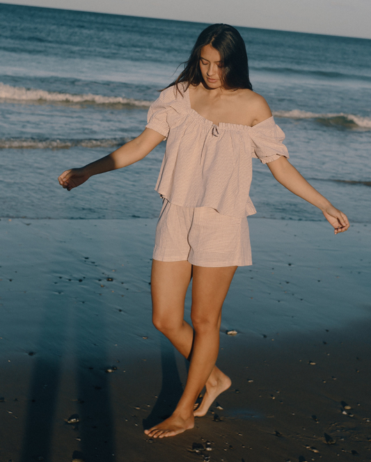 Ava Short Dusty Rose Check