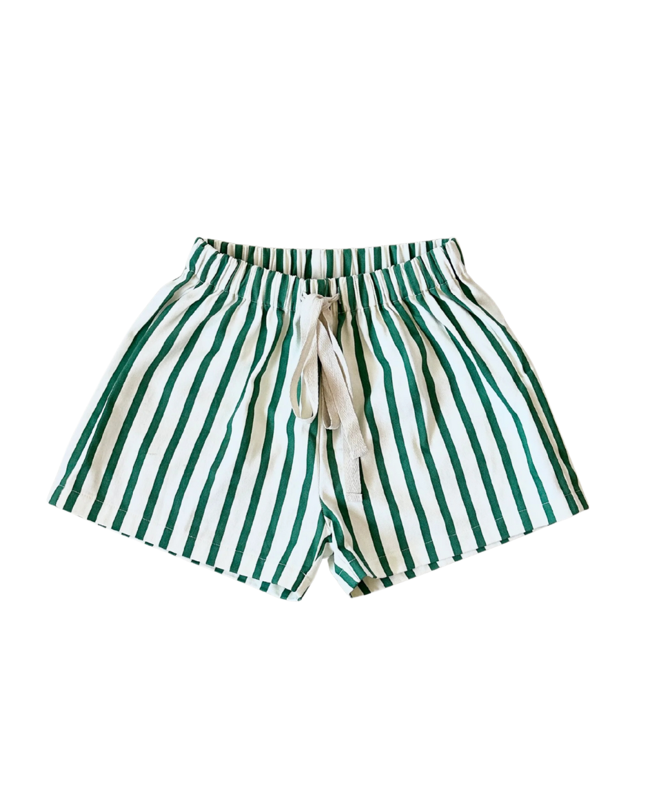 Benji Stripe Cotton Shorts Green