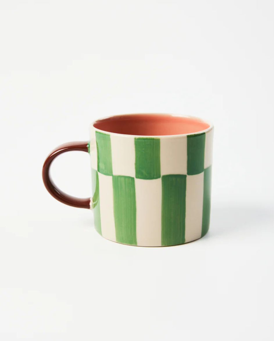 Bloomie Green Check Mug